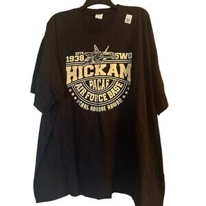 NWOT Port and Company Men's Cut Black T Shirt Hickam Air Force Base Size 5XL